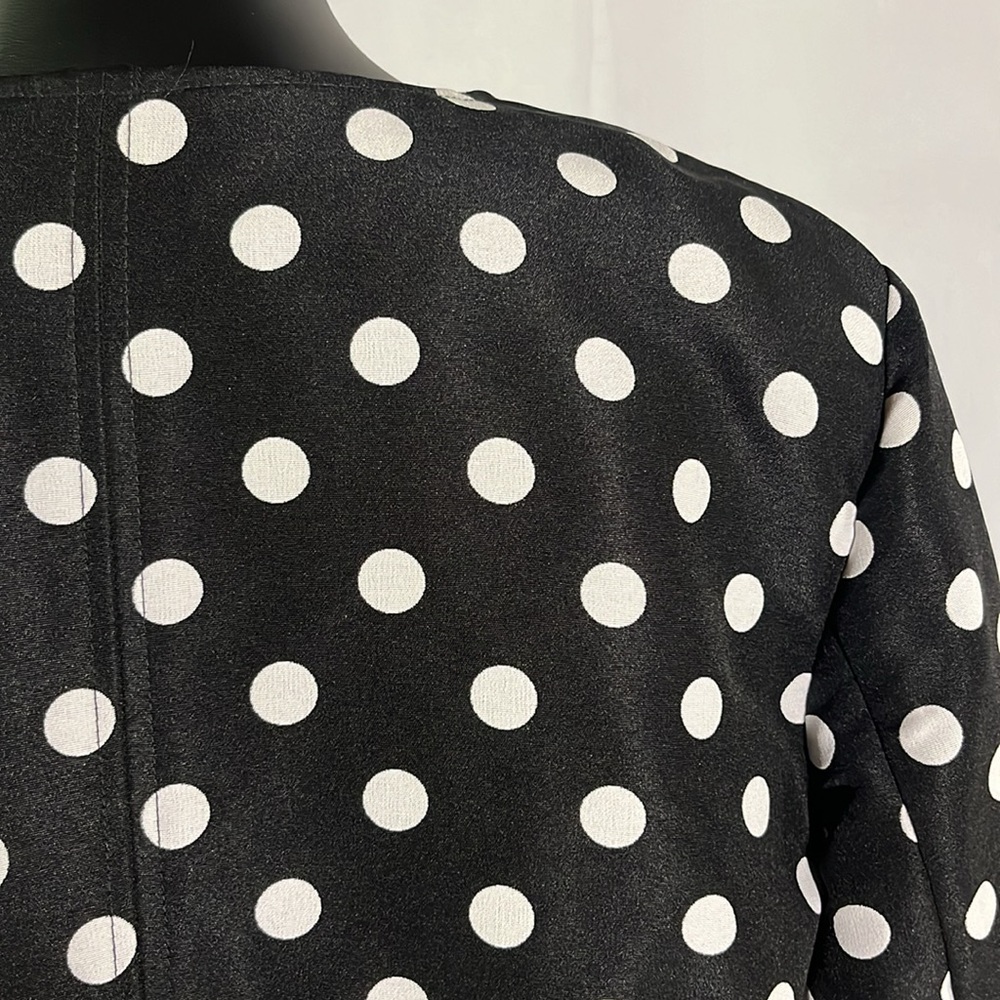 LOFT Black & White Jacquard Polka Dot Lightweight Peplum Hem Jacket - Picture 11 of 16